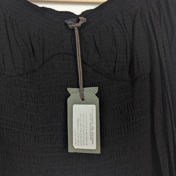 NWT All Saints Black Tia Texture Puff Sleeve Blouse Size 4 - Picture 8 of 9